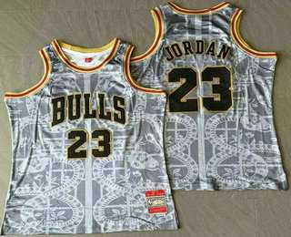 Mens Chicago Bulls #23 Michael Jordan Grey Snakeskin Hardwood AU Throwback Jersey Mixiu